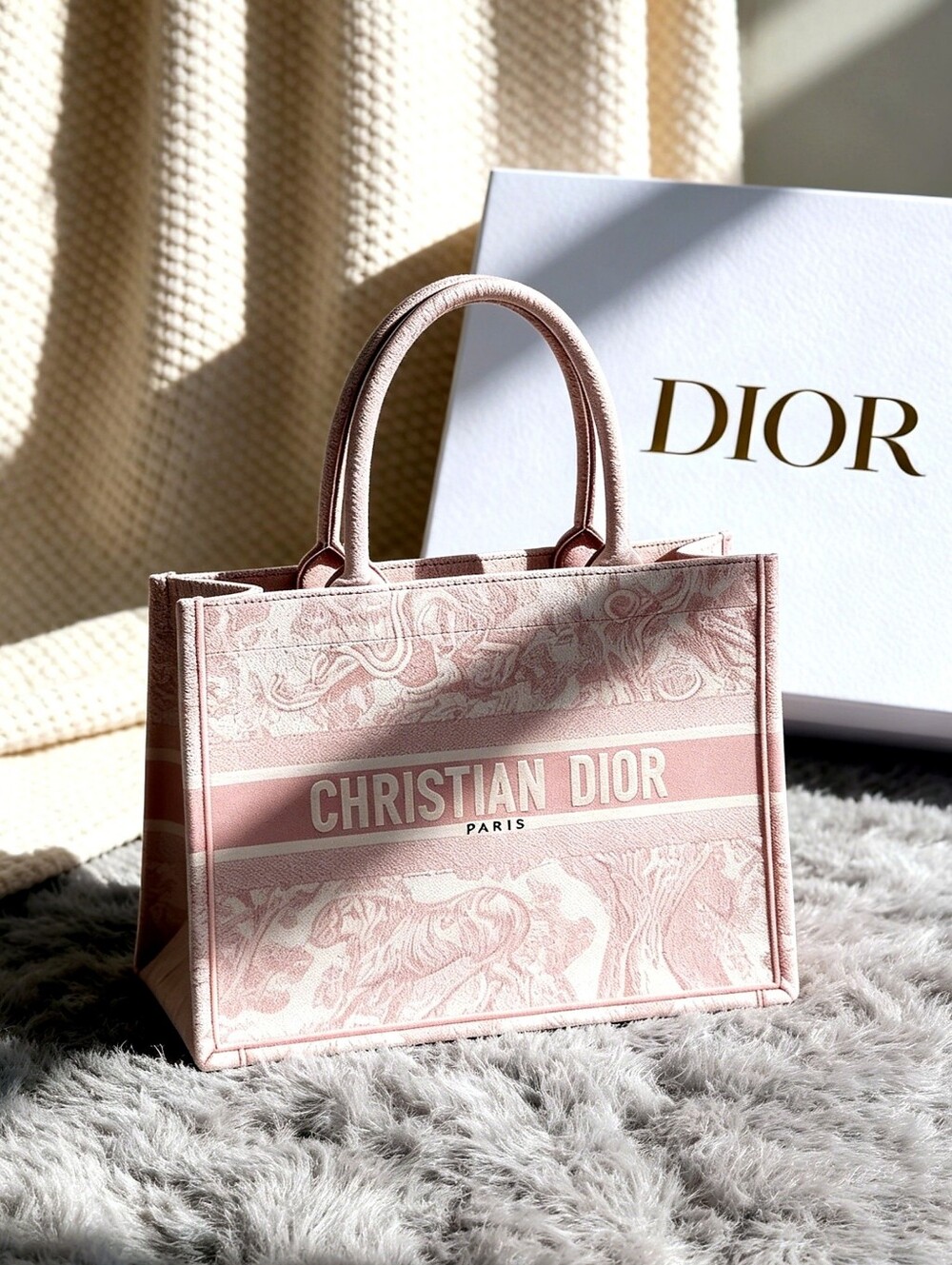 Large Dior Book Tote Bag Pink